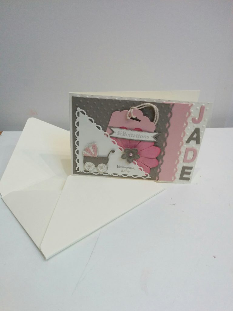 carte personalisé, petite fille naissance , félication ! scrapbookg par desir2scrap par nadia