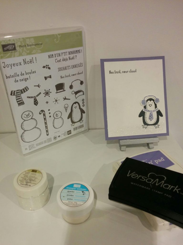 petite carte avec  set de tampon stampin'up petit bonhomme