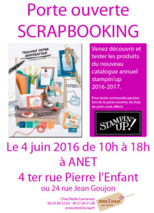 Porte ouverte stampin'up scrapbooking le 4 juin 2016