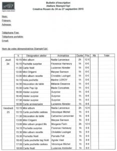 Bulletin d'inscription créativa rouen en septembre 2015