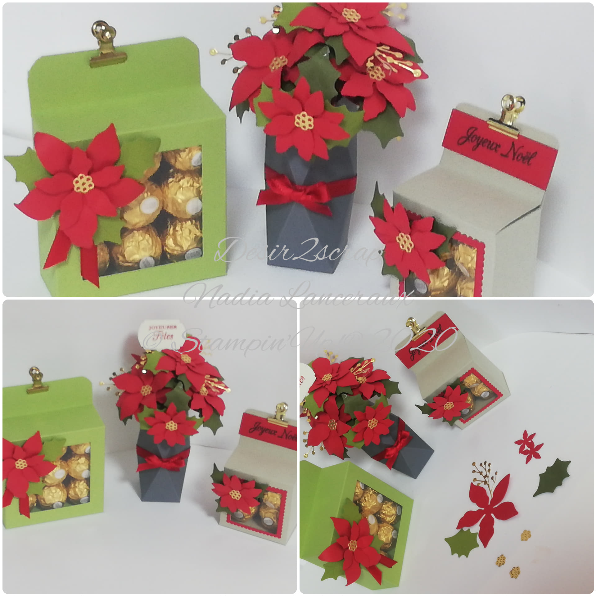 boite de chocolat ferrero et fleur poinsettia stampinup