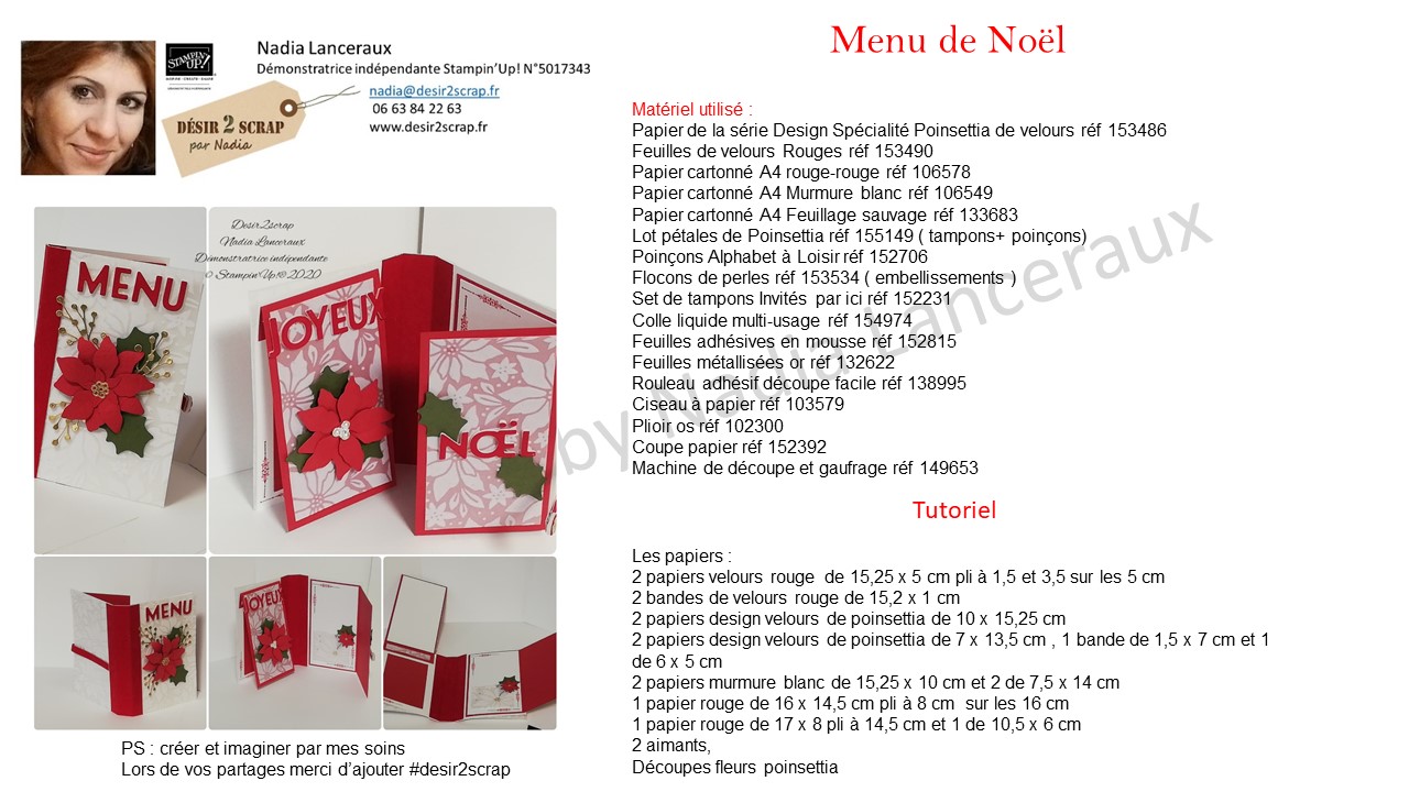 tutoriel menu de noel stampinup poinsettia